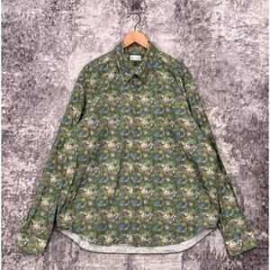 Wolf vs Goat Shirt 2XL Mens Green Botanical Leaf Floral Long Sleeve